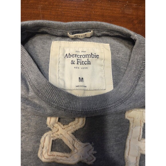 Vintage Abercrombie & Fitch Muscle T-Shirt Men's Medium Grey Y2k 90s - Picture 3 of 5